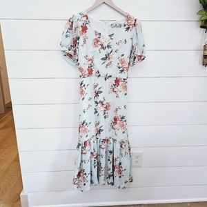 large floral print dress puff sleeve sz small